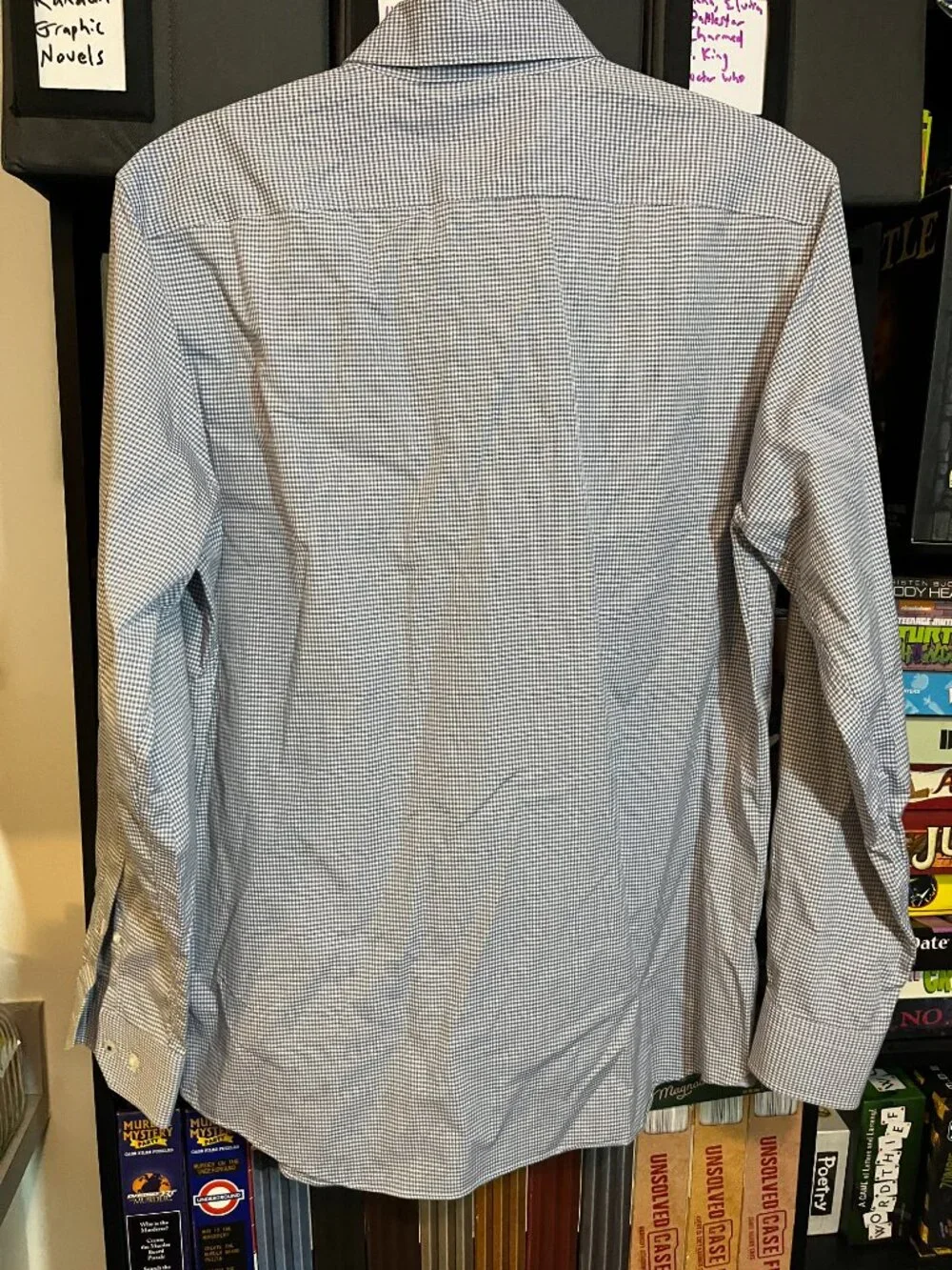 Banana Republic Slim Fit Blue White Micro Check Button Down Shirt Men’s Medium